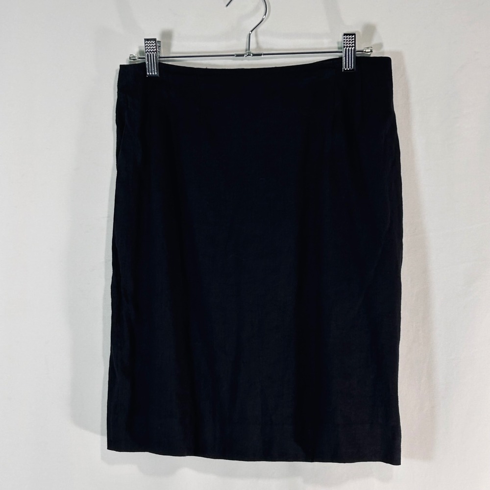 Richard Malcolm‎ Vintage Black 100% Irish Linen Pencil Skirt Lined Size 8